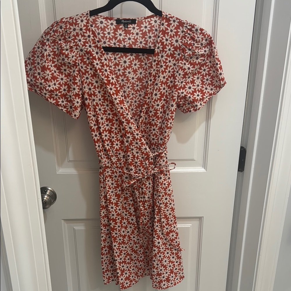 Madewell Red and White Floral Mini Dress